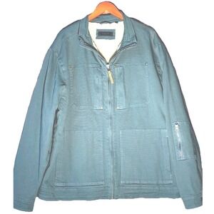 Dakota Mens Sherpa Lined Canvas Work Jacket Blue Full Zip Utility Coat Size L